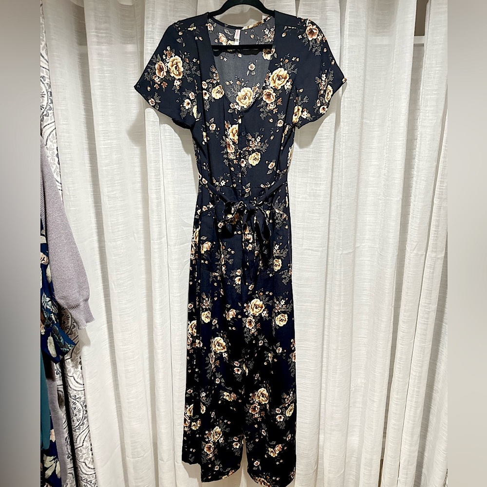 Black floral jumpsuit